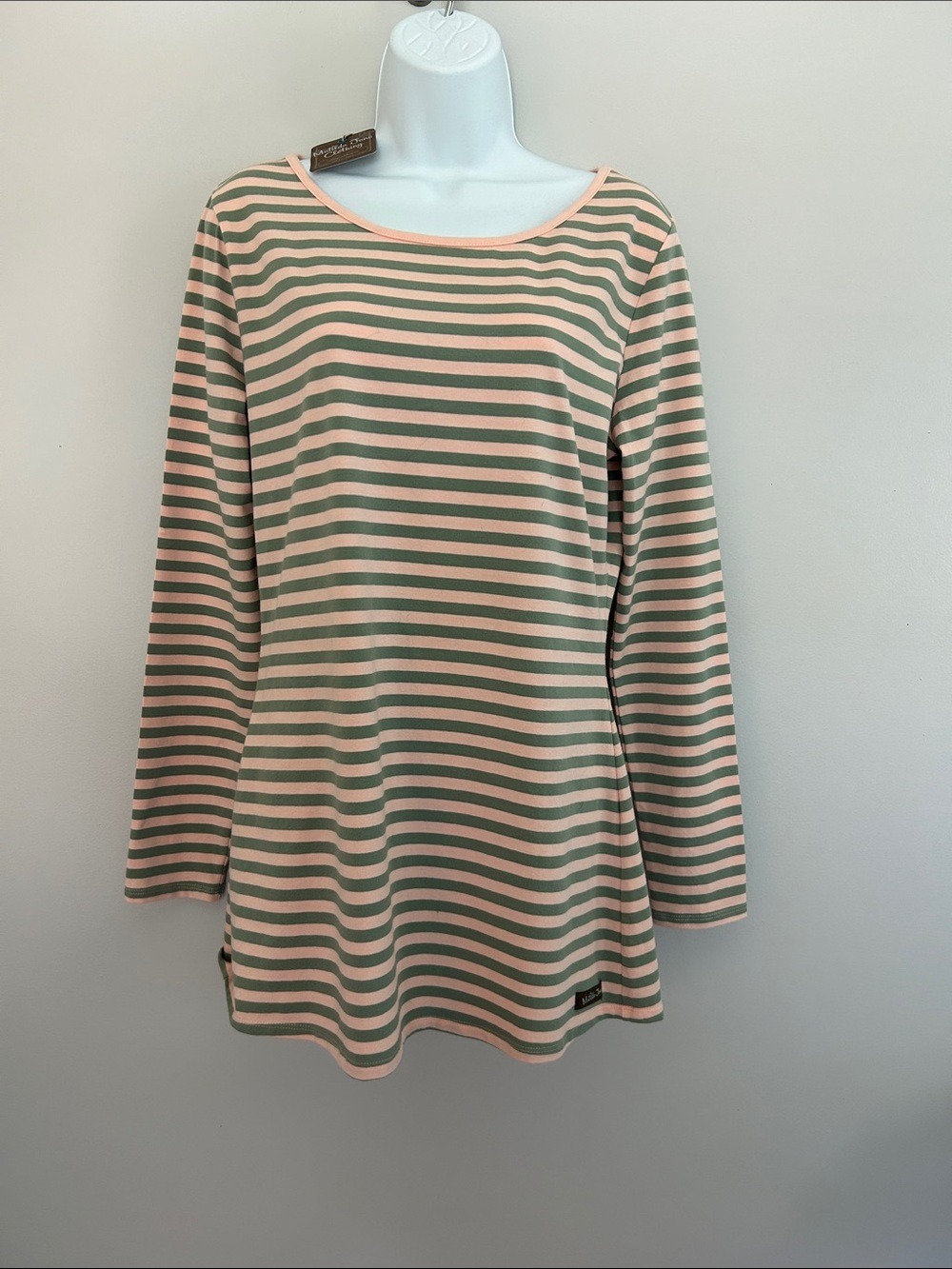 Matilda Jane Striped Long-Sleeve Scoop Neck Top in Pink and Sage NWT